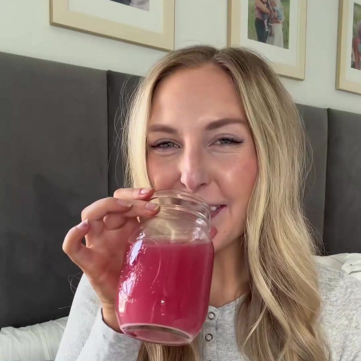 Kendra drinking Body Calm